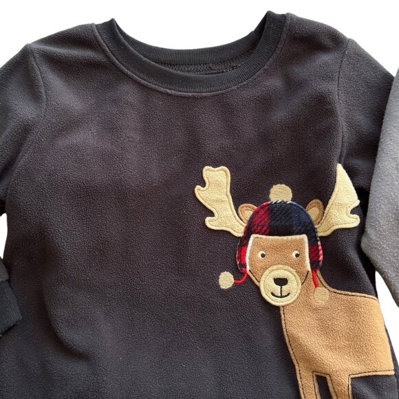 3 Pairs Baby Boy 2-Piece Holiday Fleece Pajama Sets 12M Moose Reindeer Snowflake - Picture 7 of 12